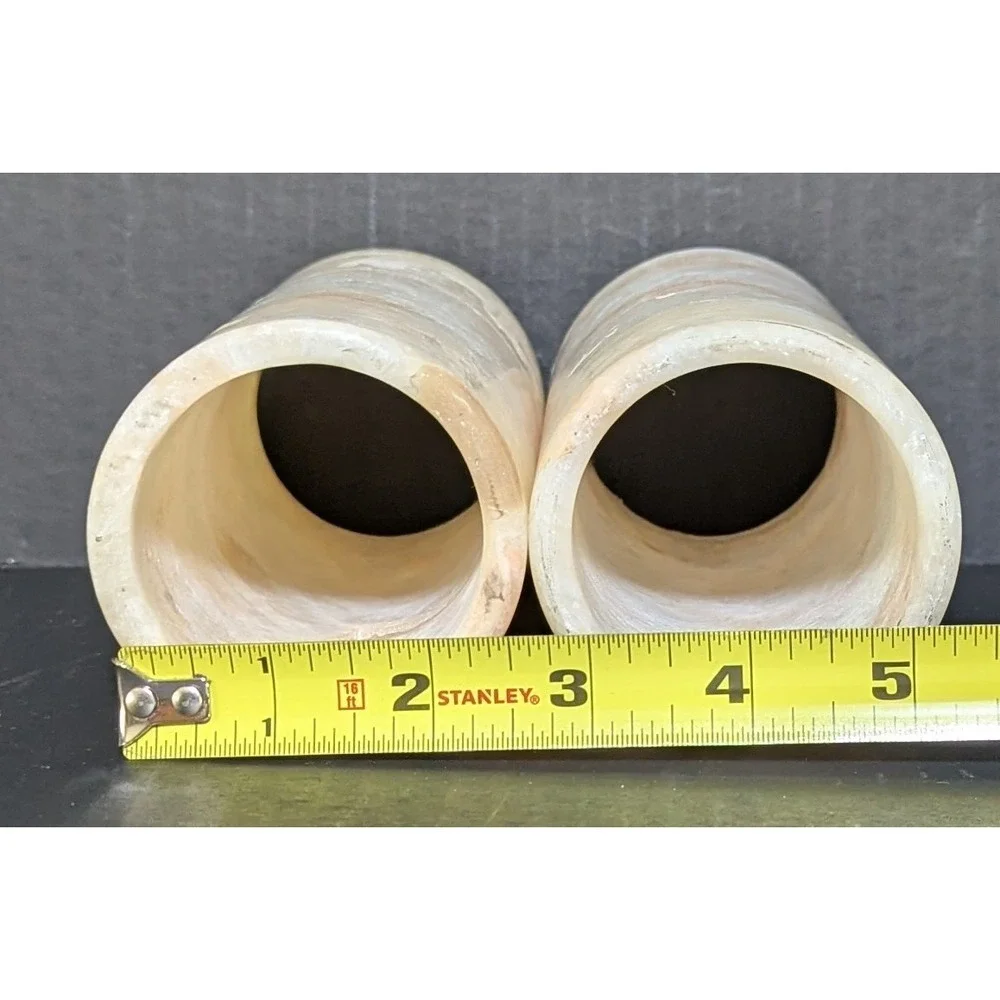 Onyx Stone‎ Cylinders For Lamp Shades/Candle Covers/Faux Flower Vase Set of Two